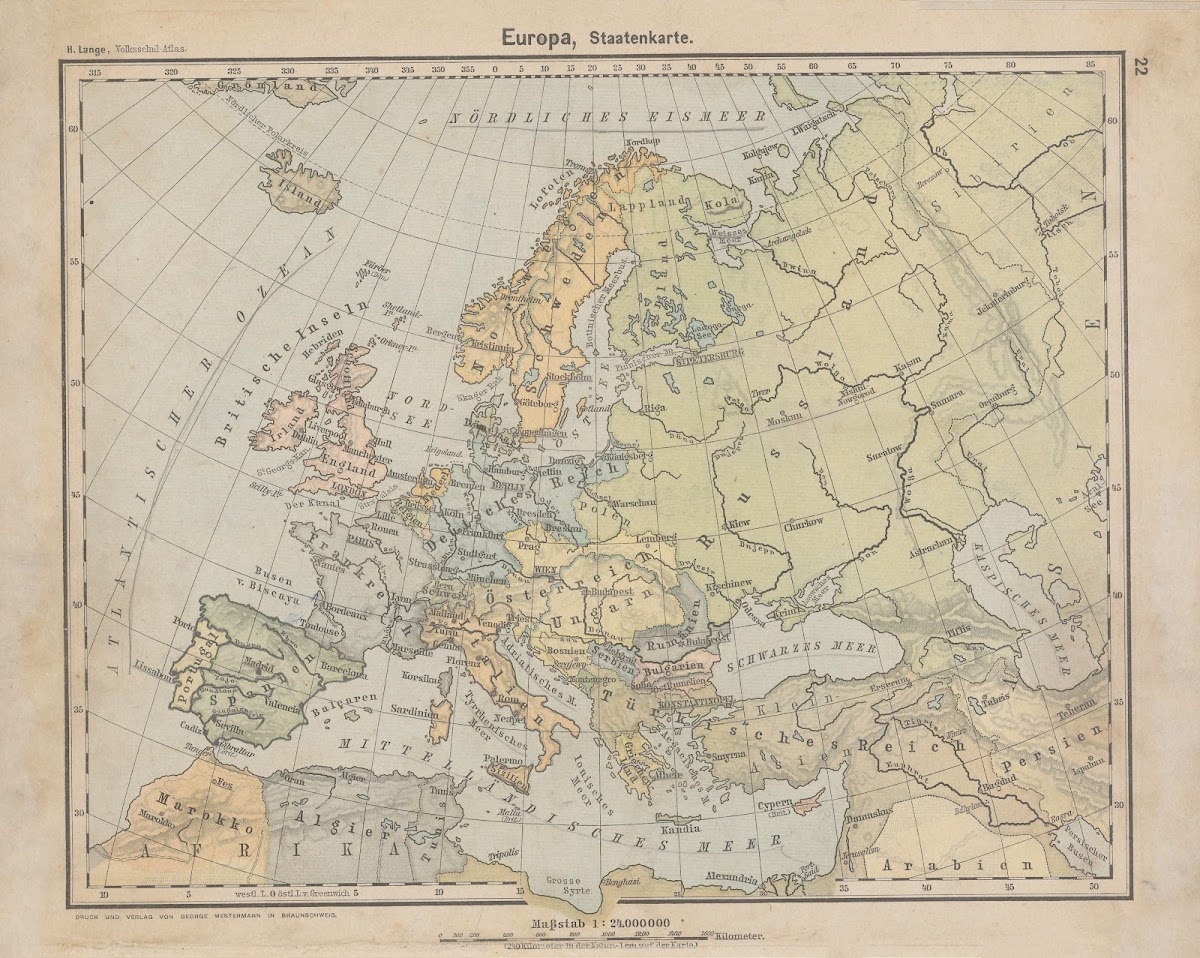 Europa Staatenkarte 1898