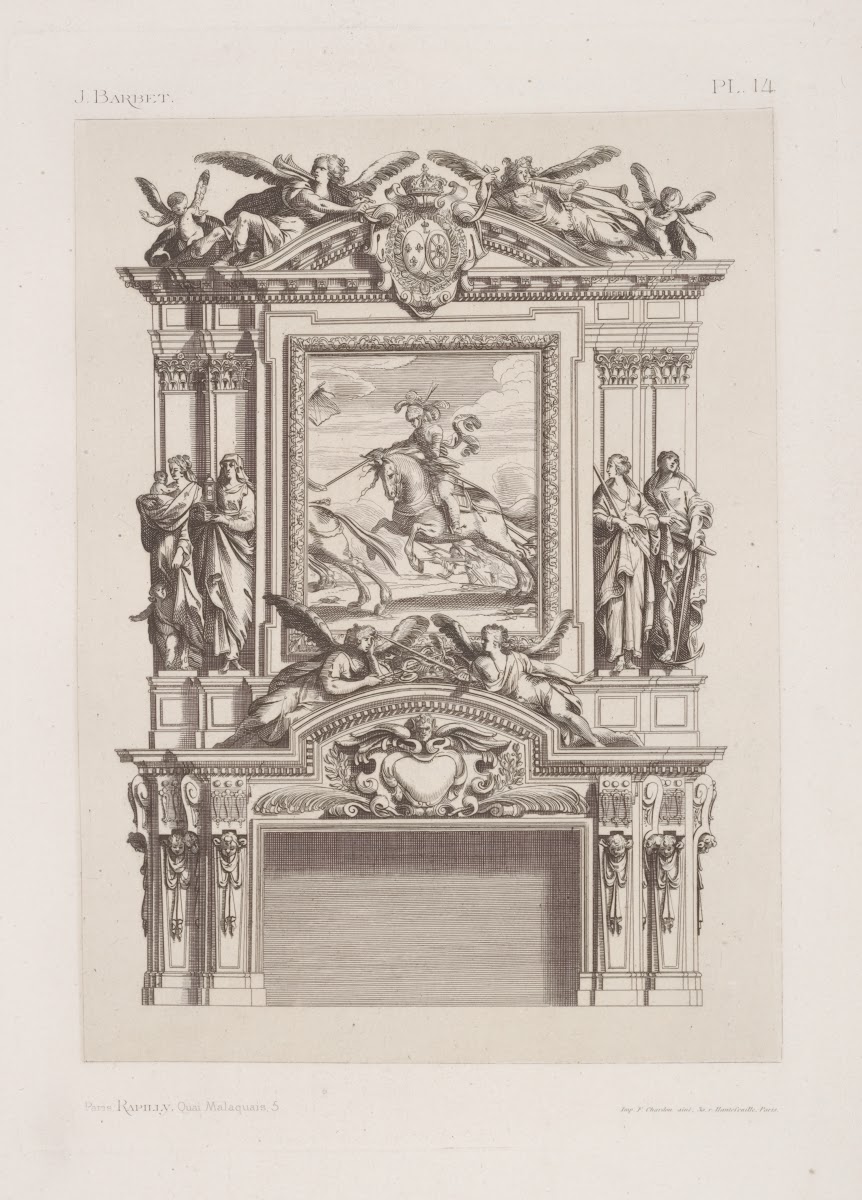 Design for a chimney piece with central equestrian portrait 1875 1890