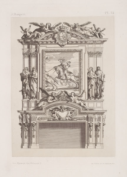 Design for a chimney piece with central equestrian portrait 1875 1890