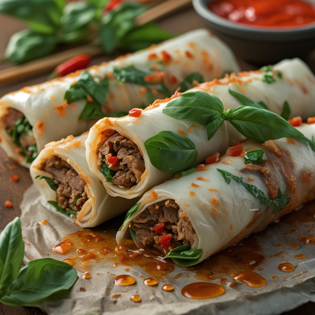 Thai Basil Beef Rolls That Will Spice Up Your Weeknight Dinner - Quick & Easy Homemade Delight finished