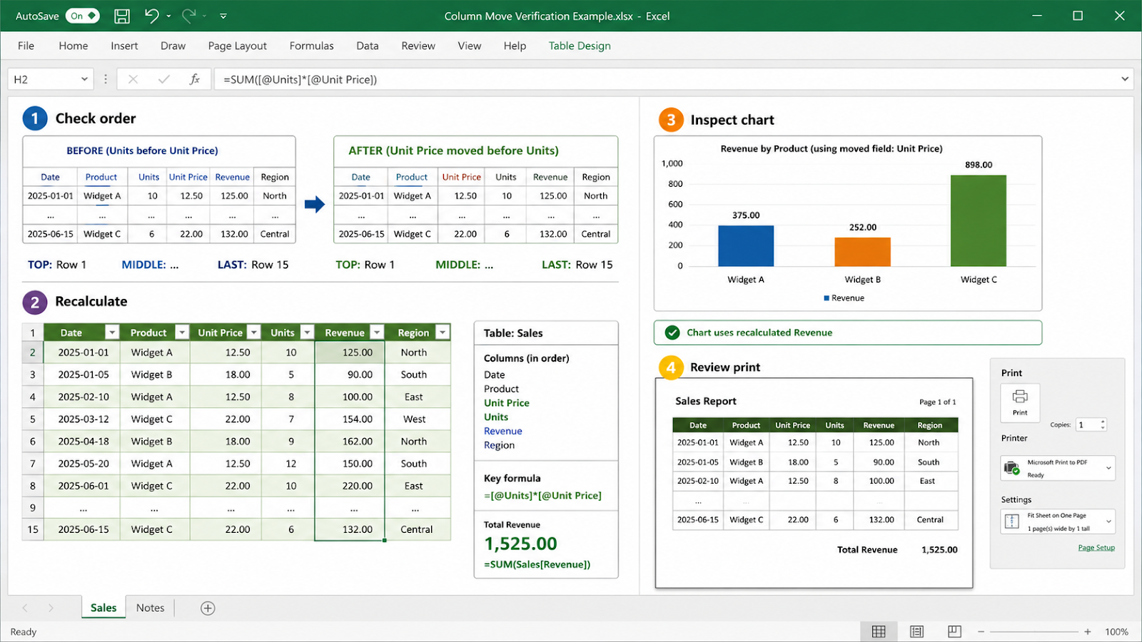 Move Columns Fast in Excel worked example