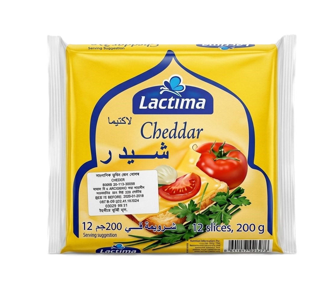 Lactima Cheddar Cheese Slice 12'S 200G