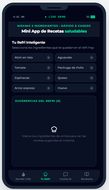 Captura de la Mini App de Recetas Saludables 1