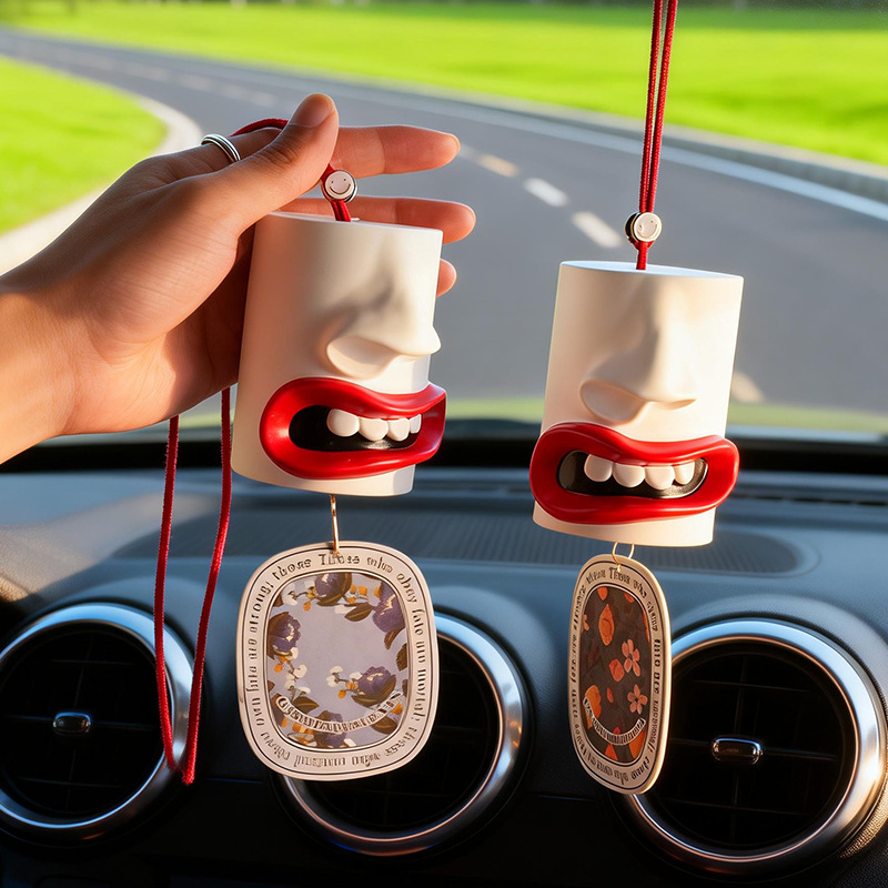 Car air freshener with abstract lip design