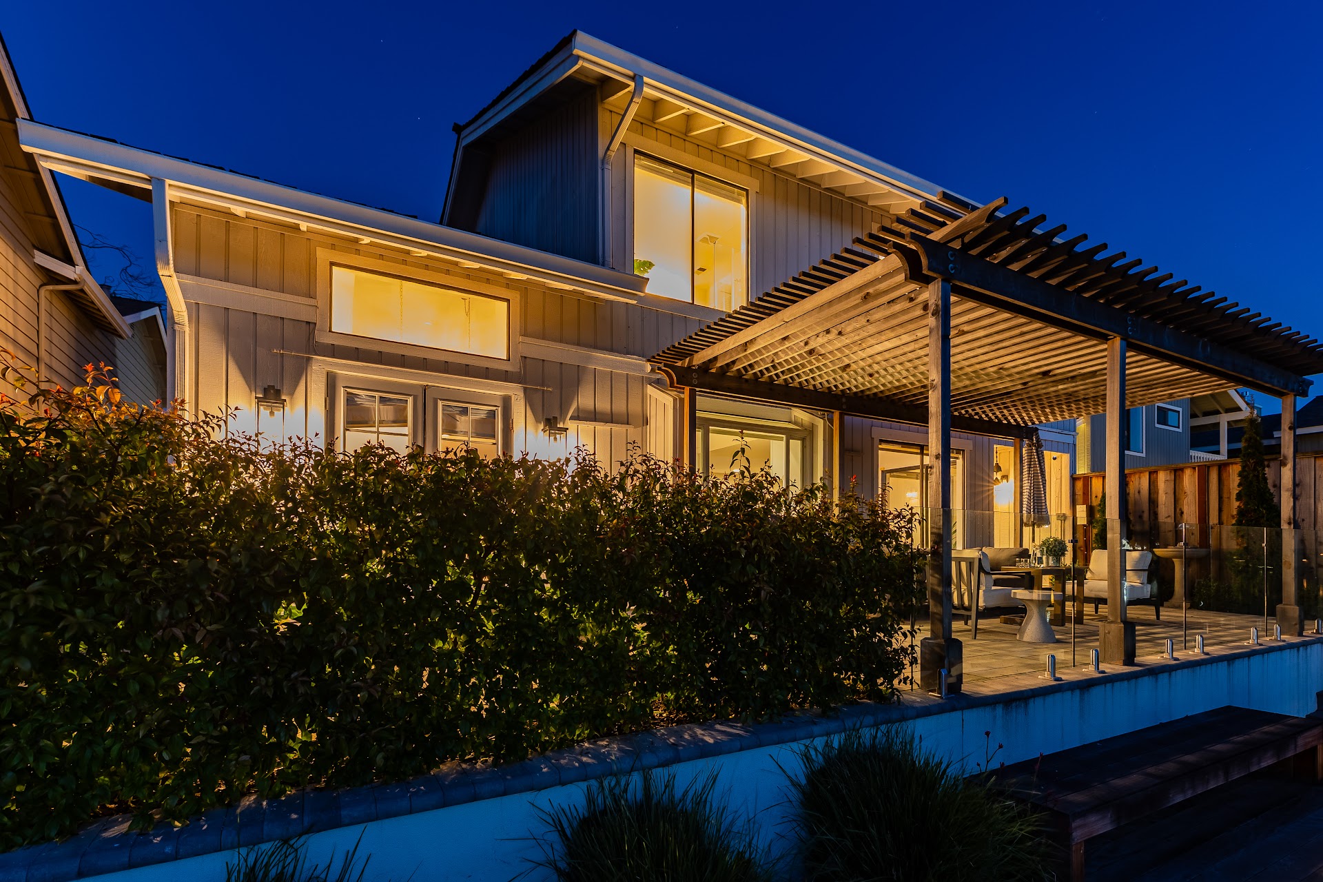 Twilight waterfront patio — shot and edited by 3 Eye Media