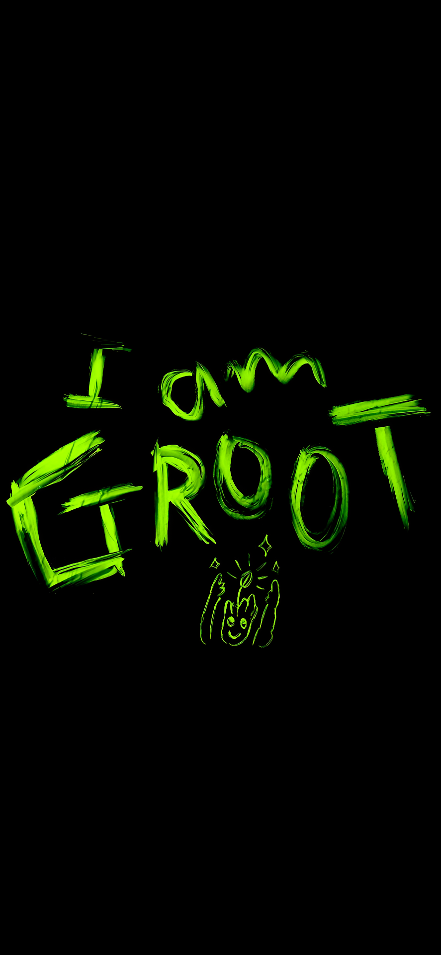 I Am Groot Neon Green Brush Stroke Text Art - Free 4K mobile Wallpaper