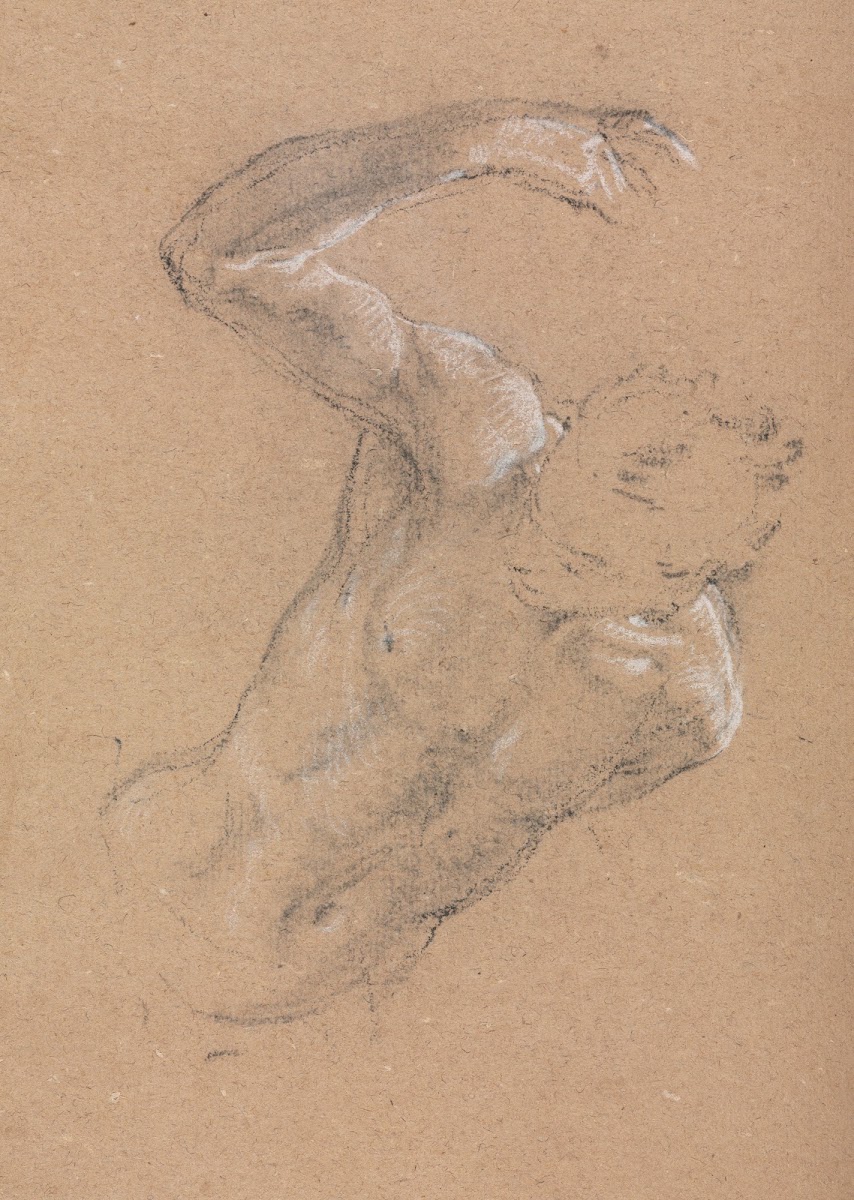 Verona Sketchbook Male nude with upraised right arm page 32 1760