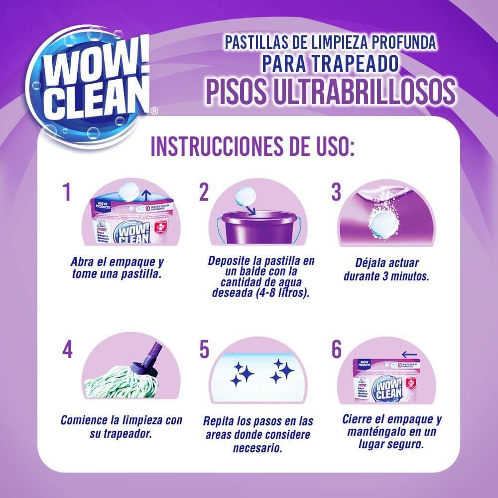 Pastillas de limpieza profunda Wow! Clean™ para trapear, 10 pastillas