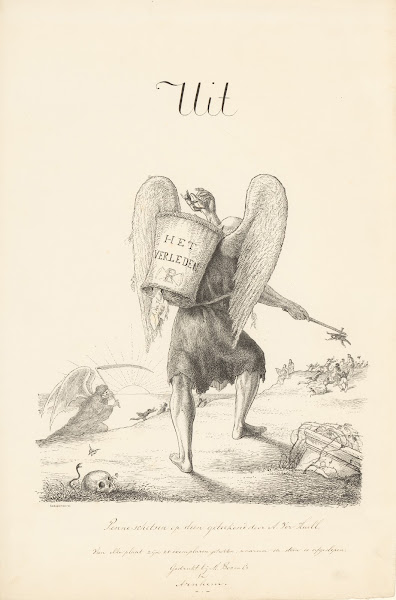 Vader Tijd pakt vluchtende mensen op en stopt ze in een mand 1864