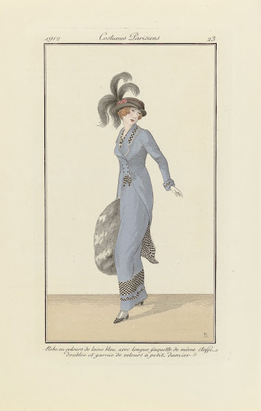 Robe En Velours De Laine Bleu 1912