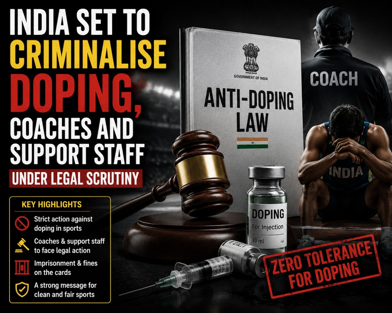 India to Criminalize Doping, Coaches Face Legal Action