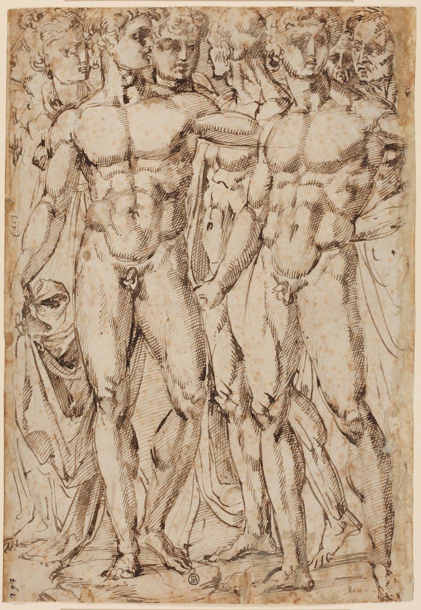 Studien nach männlichen und weiblichen Aktfiguren ca 1520 1530