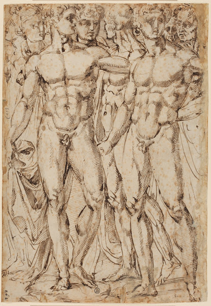 Studien nach männlichen und weiblichen Aktfiguren ca 1520 1530