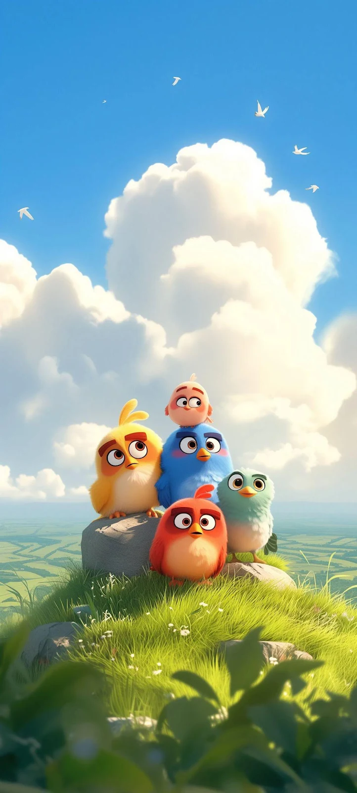 Cute Baby Angry Birds - 3D Digital Art Full HD iPhone Wallpaper (1080x2395)