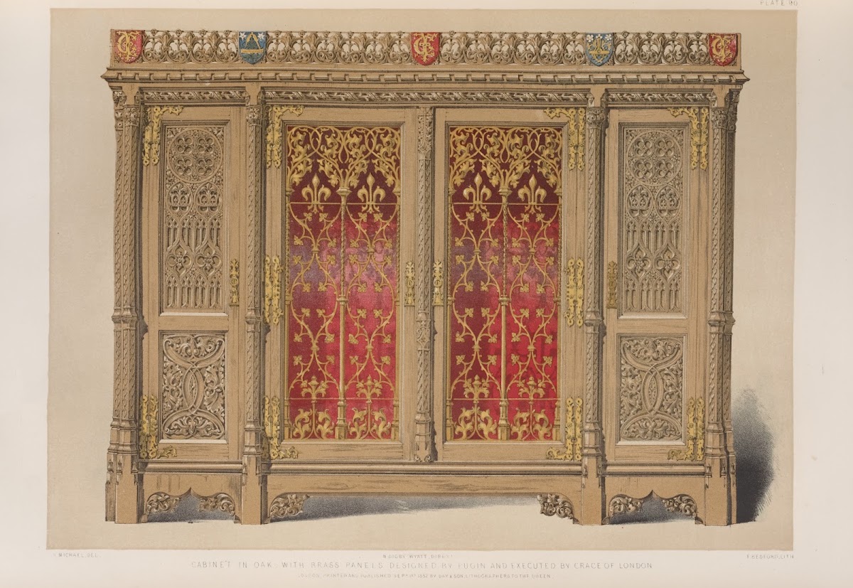 Cabinet in oak with brass panels 1851   1853