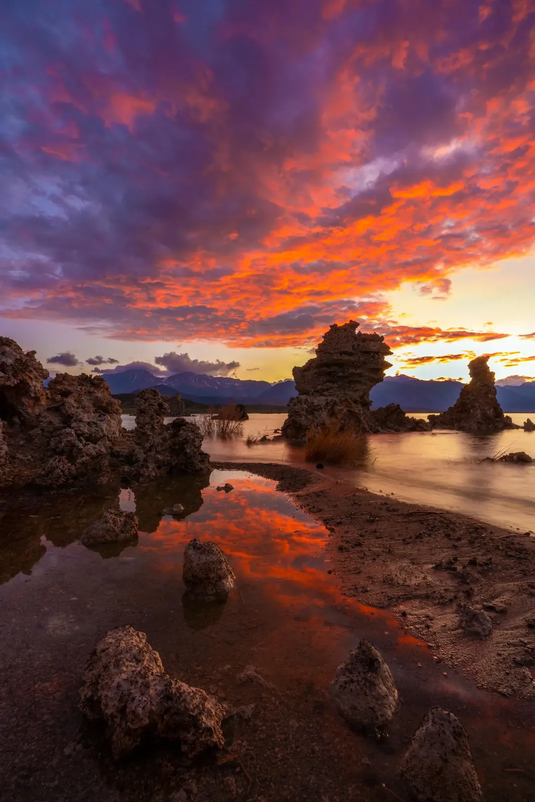 Fiery Sunset Over Lake Tufa Towers - Nature Photography 2K iPhone Wallpaper (2000x3000)