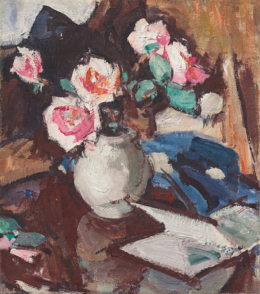 Pink Roses in a Vase circa 1929