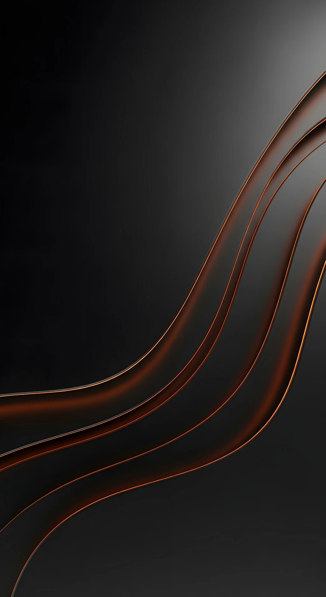 Abstract Dark Waves with Glowing Copper Orange Edges - Free 4K mobile Wallpaper