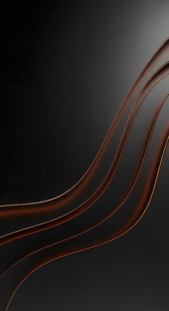 Abstract Dark Waves with Glowing Copper Orange Edges - Free mobile Wallpaper