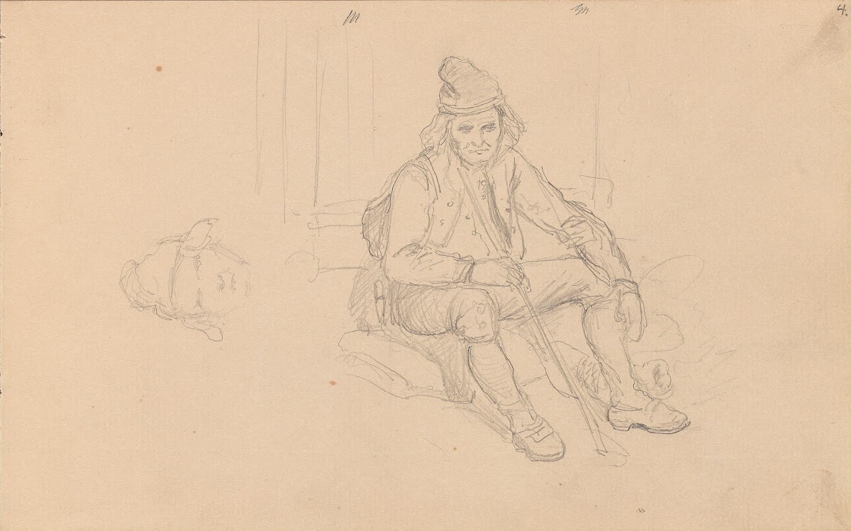 Male head seated male figure between 1855 and 1857