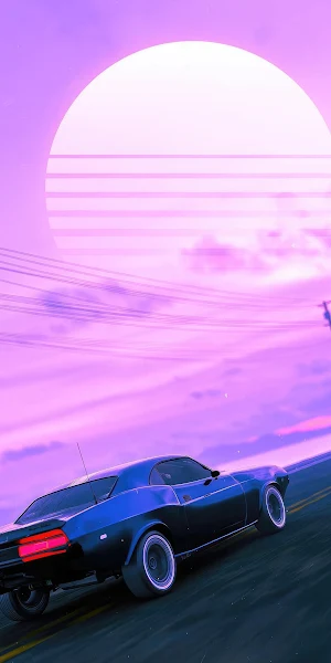 Synthwave Traveller 4K Wallpaper Background