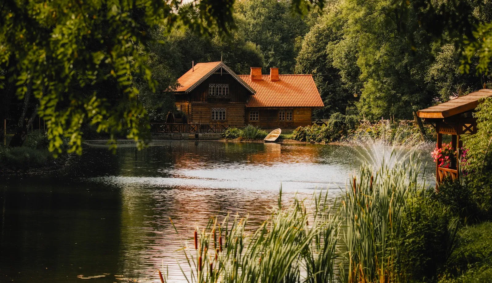 Cozy Wooden Cabin Near Lake - Landscape Photography 5K Wallpaper (6022x3465)