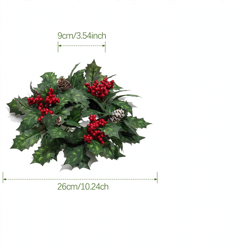 Weihnachtlicher Kerzenkranz mit Beeren und Zapfen