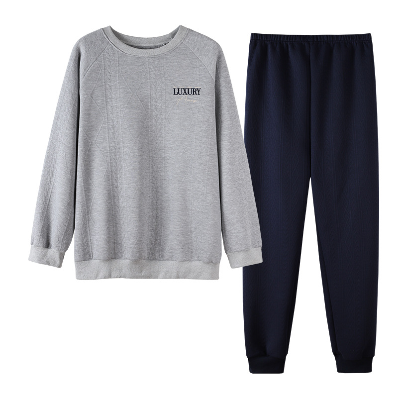 Gefüttertes Herren-Pyjama-Set, warm und bequem