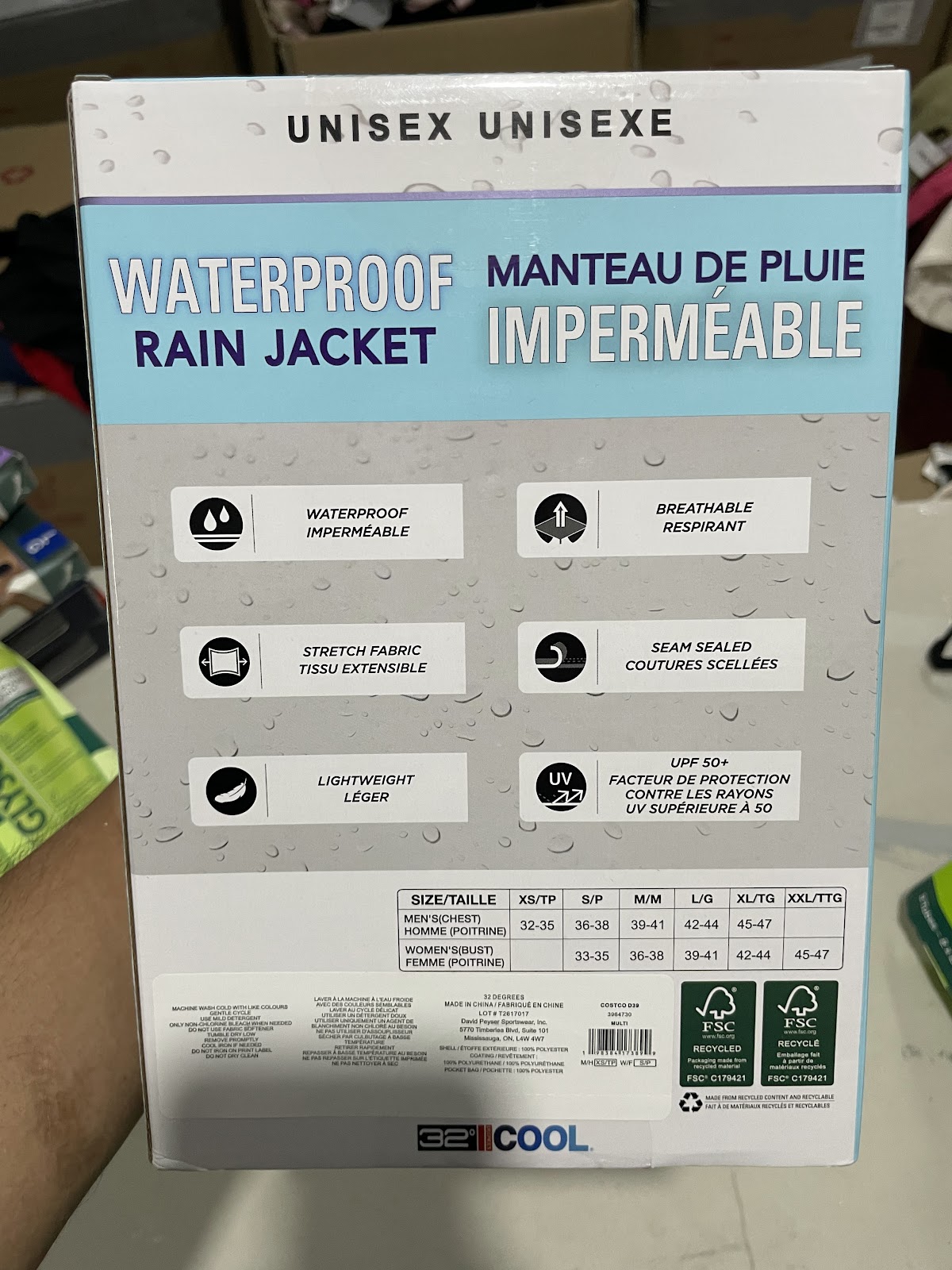 32C Rain Coat Teal Unisex Men XS Women S #1633