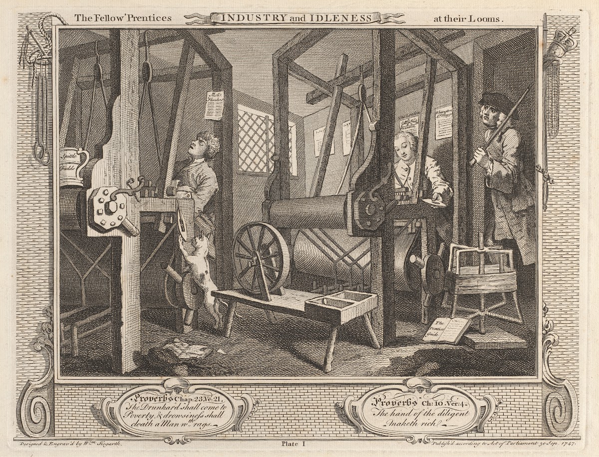 Plate 1 The Fellow Prentices at their Looms 1747