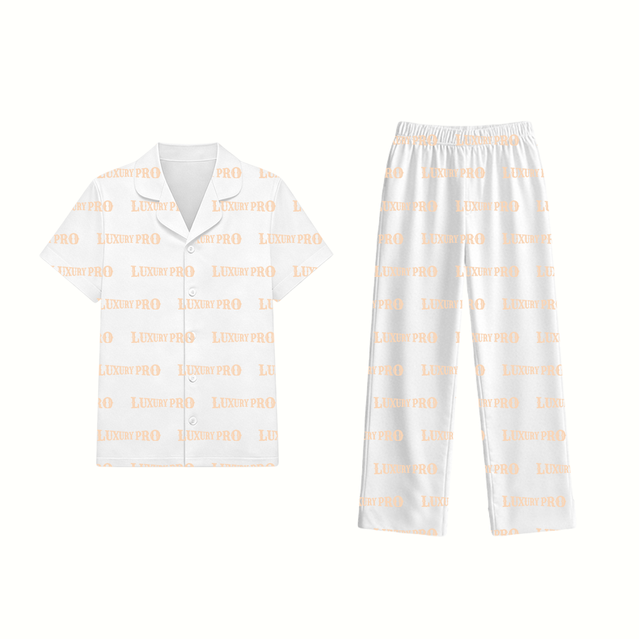 AOP Unlined| plain pattern children's short sleeved and long legged pajama set