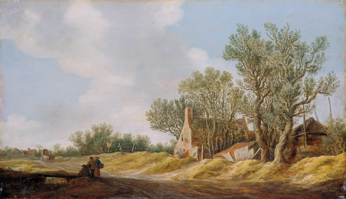 Village Street with People Resting at a Brigde 1628