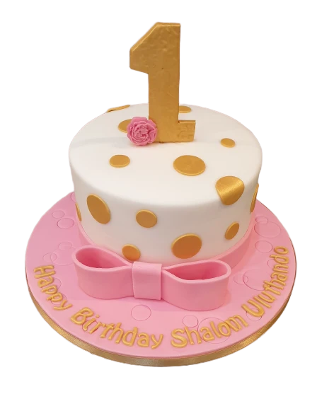 Pink & Gold First Birthday Cake CB-NC282