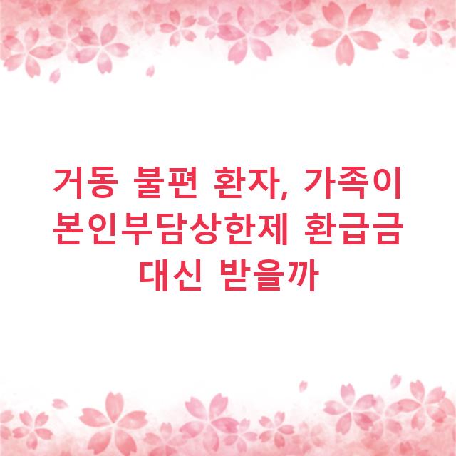 거동 불편 환자, 가족이 본인부담상한제 환급금 대신 받을까
