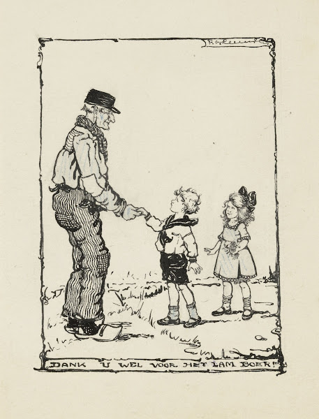 Kinderen bedanken een boer Dank u wel voor het lam boer