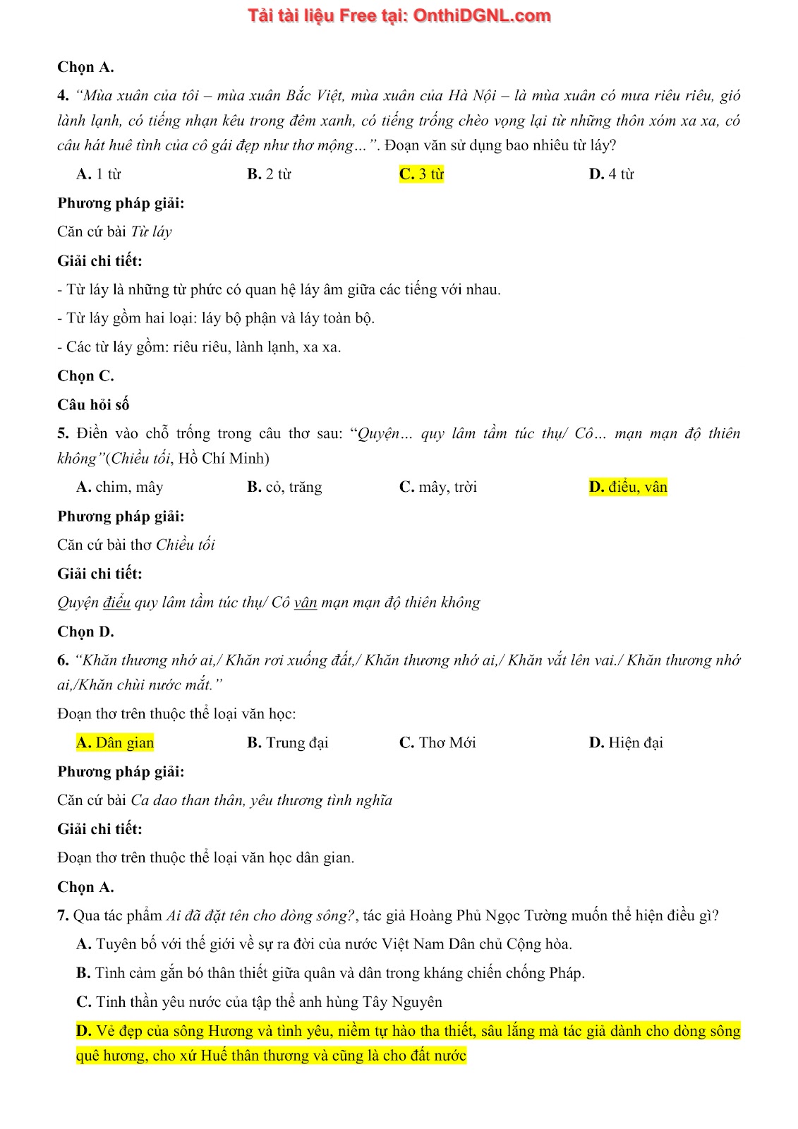 500 bài tập môn Ngữ Văn - Ôn thi ĐGNL ĐHQG TP HCM Phần 12