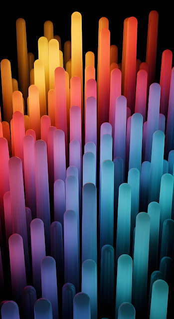 Abstract Digital Art of Vertical Rounded Capsules with Gradient Neon Light Glow - Free mobile Wallpaper