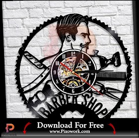 DXF files free download Barbershop Vinyl Record Wall Clock Barber Shop
Decor