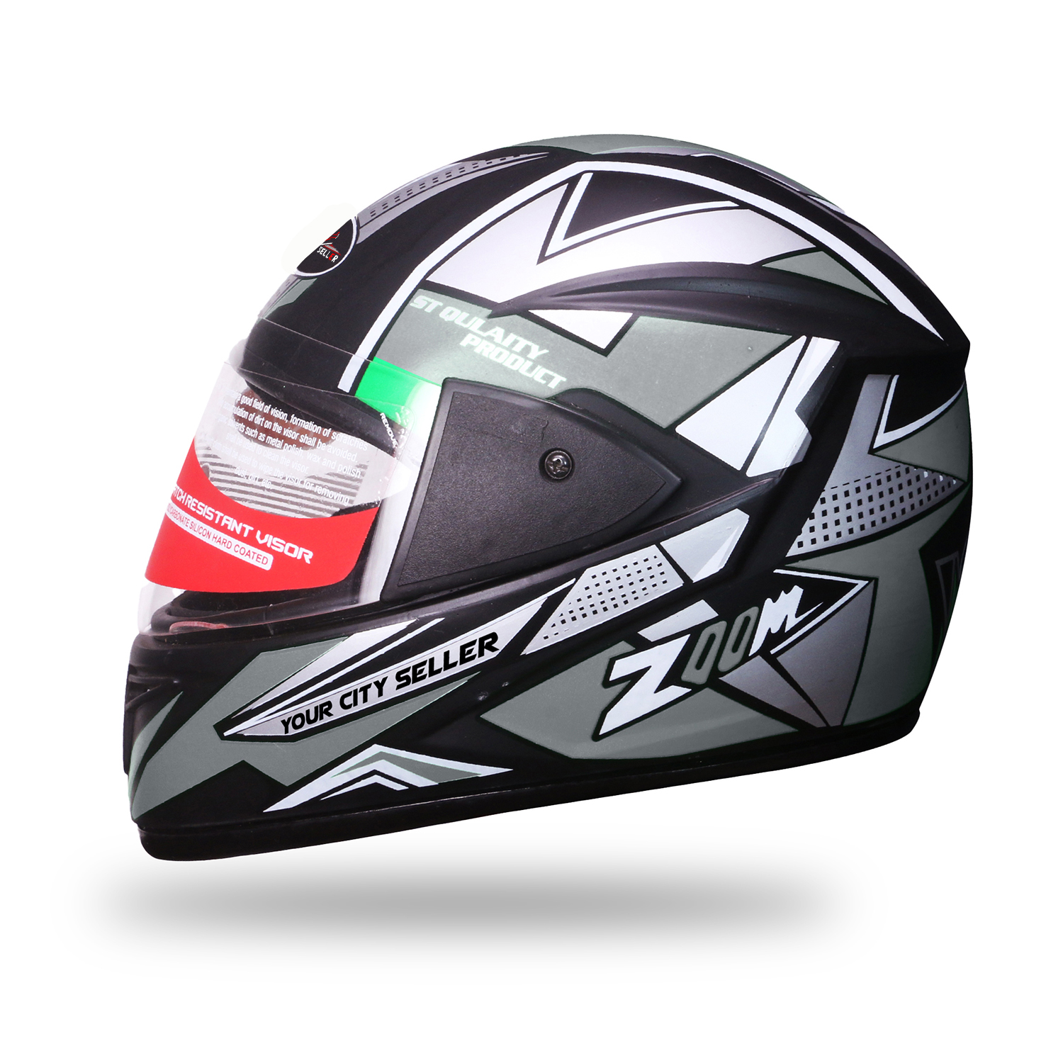 Side profile of the helmet showing aerodynamic shape
