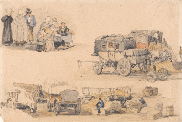 Studies of Peasants Diligences and Hay Wagons