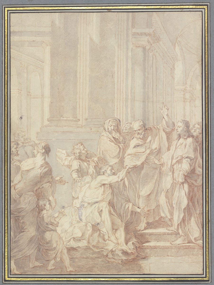 Petrus und Johannes heilen einen Lahmen
