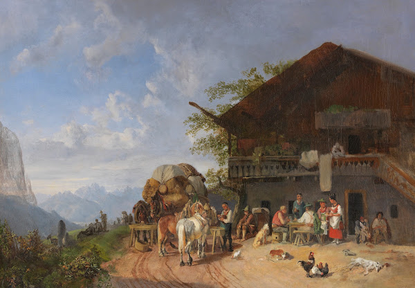 Rast vor einem Gasthof in den Bergen 1846 1857