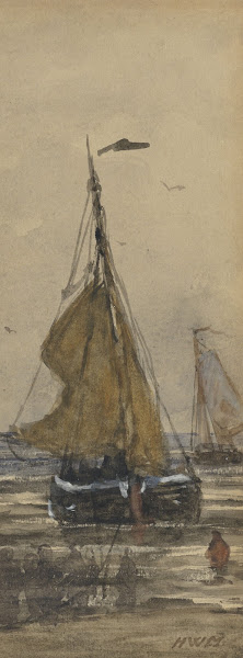 Bomschuit wordt het strand op getrokken 1841   c 1915