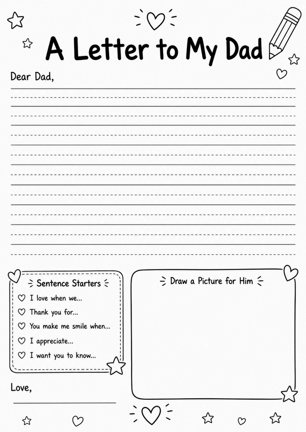 A Letter to My Dad Worksheet