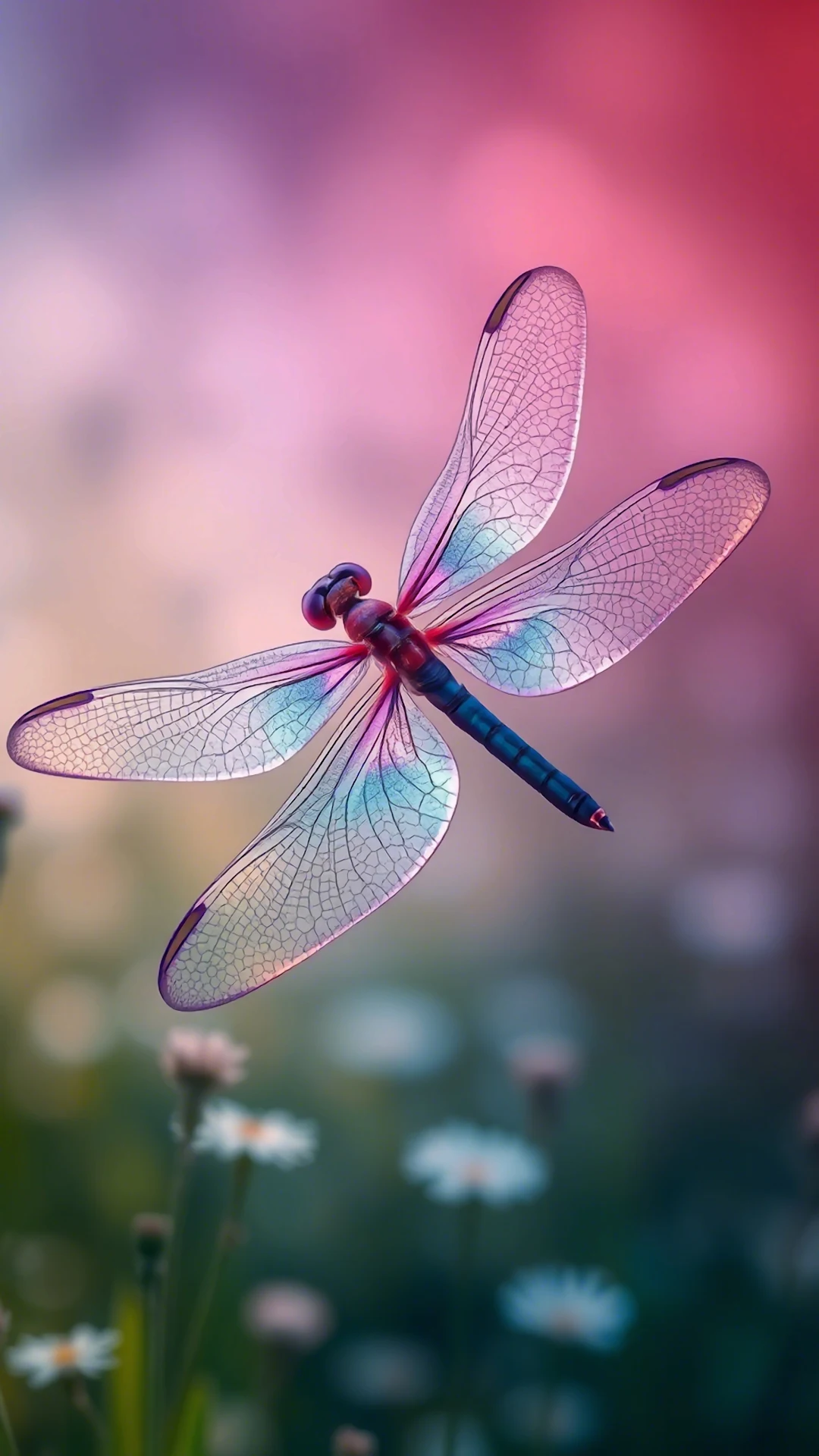 Ethereal Dragonfly Flight Macro Photography Pink Bokeh - Free 4K mobile Wallpaper