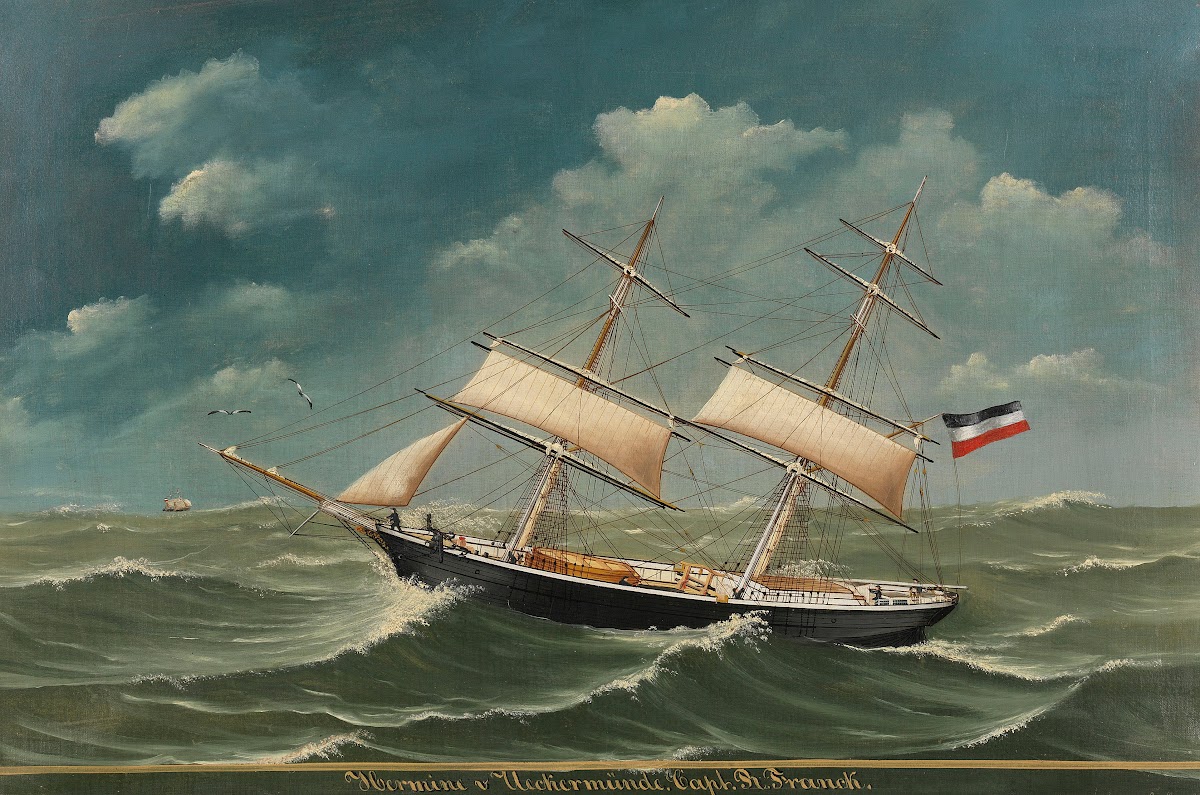 Brigg Hermine von Ueckermünde unter Kapitän R Franck 1865