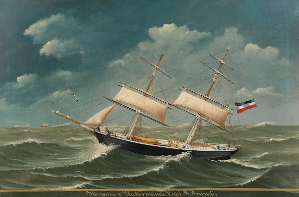 Brigg Hermine von Ueckermünde unter Kapitän R Franck 1865