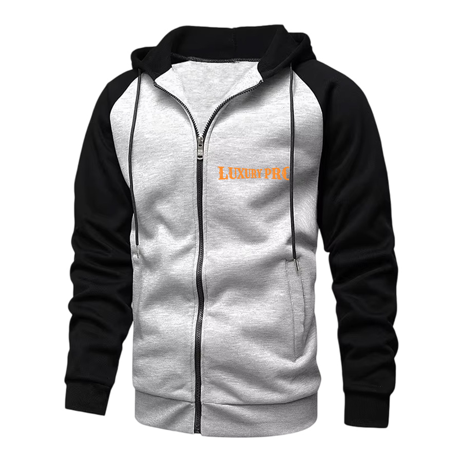 2D Color-Block Zip-Up Hoodie