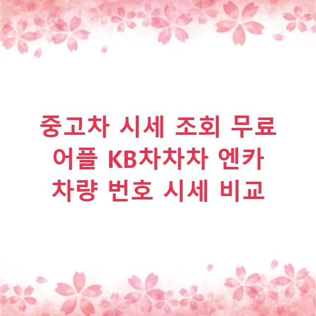 중고차 시세 조회 무료 어플 KB차차차 엔카 차량 번호 시세 비교