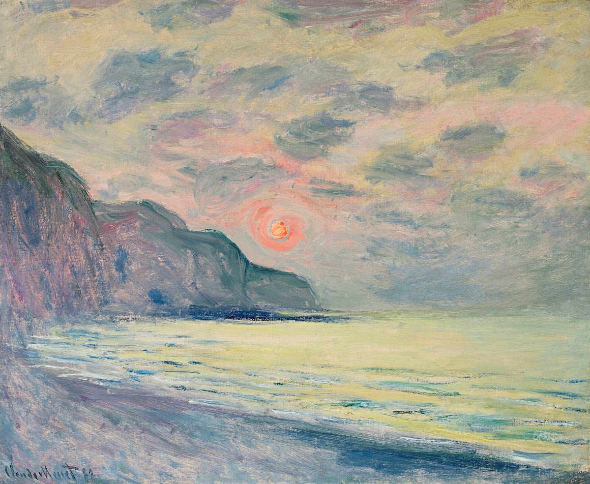 Soleil couchant temps brumeux Pourville 1882